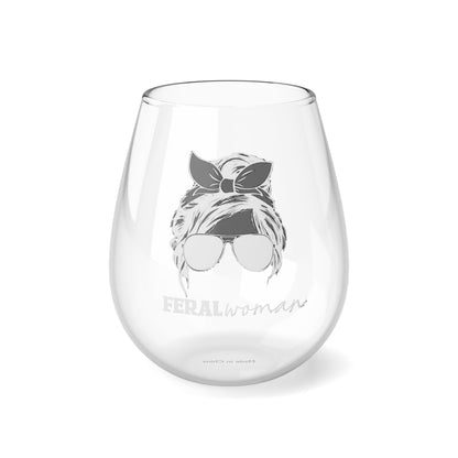 Feral Woman Stemless Wine Glass, 11.75oz