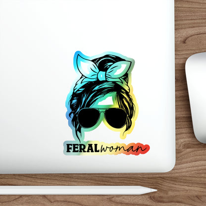 Feral Woman - Holographic Die-cut Stickers