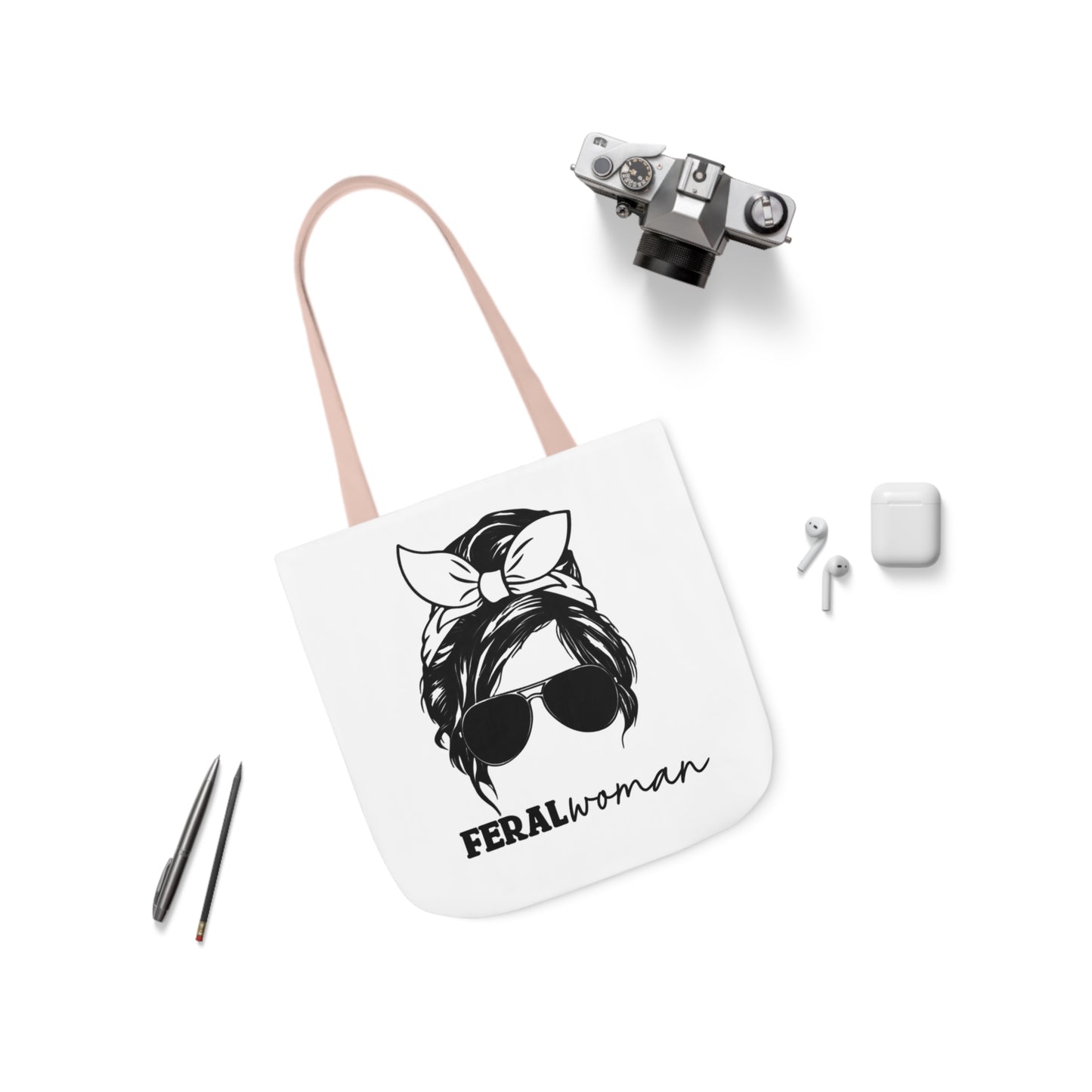 Feral Woman Canvas Tote Bag, 5-Color Straps