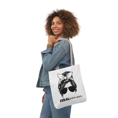 Feral Woman Canvas Tote Bag, 5-Color Straps