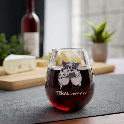 Feral Woman Stemless Wine Glass, 11.75oz